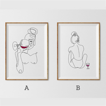 Load image into Gallery viewer, Woman Drinking Wine Abstract Lining
