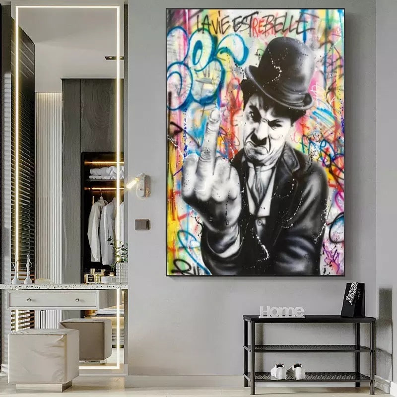 Charlie Chaplain ‘’La Vie Est Rebelle’’ Graffiti Art