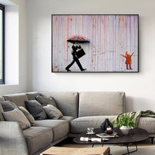 Charger l&#39;image dans la galerie, Walking In The Rain Banksy Wall Art
