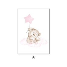 Charger l&#39;image dans la galerie, Pink Moon Baby Bear Nursery Art
