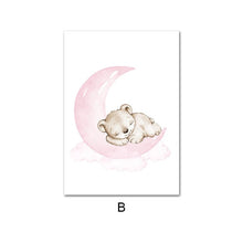 Charger l&#39;image dans la galerie, Pink Moon Baby Bear Nursery Art
