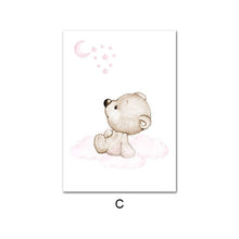 Load image into Gallery viewer, Pink Moon Baby Bear Nursery Art
