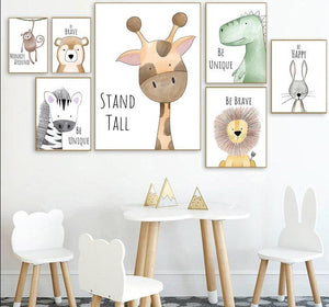 Positive Thinking Animal Nursery Art