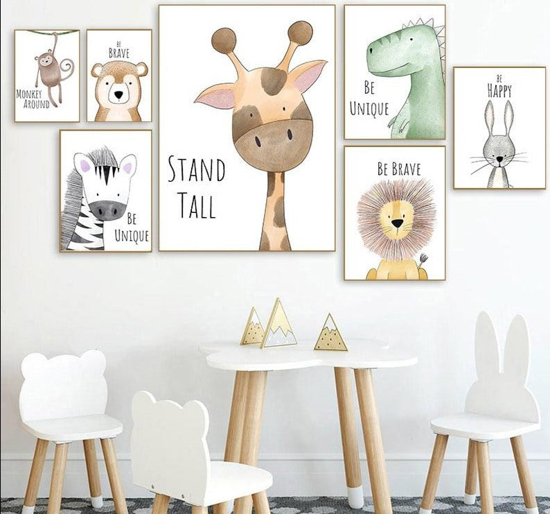 Positive Thinking Animal Nursery Art