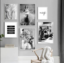 Load image into Gallery viewer, Black and White Retro Fashion Movie Decor
