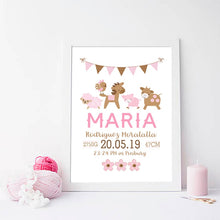 Charger l&#39;image dans la galerie, Personalized Baby Girl Birth Canvas
