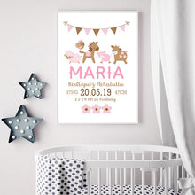 Charger l&#39;image dans la galerie, Personalized Baby Girl Birth Canvas
