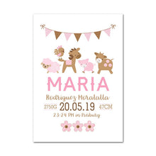 Charger l&#39;image dans la galerie, Personalized Baby Girl Birth Canvas
