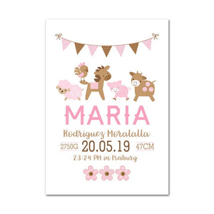 Personalized Baby Girl Birth Canvas