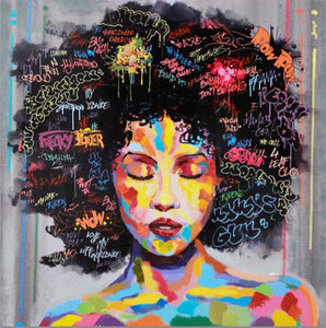 Abstract African Girl Hair Graffiti Art
