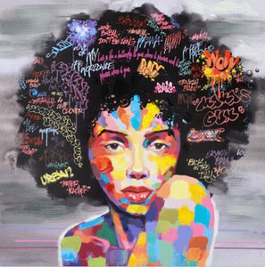 Abstract African Girl Hair Graffiti Art