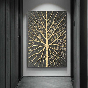 Abstract Golden Tree Root Wall Art