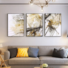 Charger l&#39;image dans la galerie, Modern Black and Golden Abstract Art
