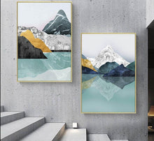 Load image into Gallery viewer, Nordic Mountain Landscape Abstract Art
