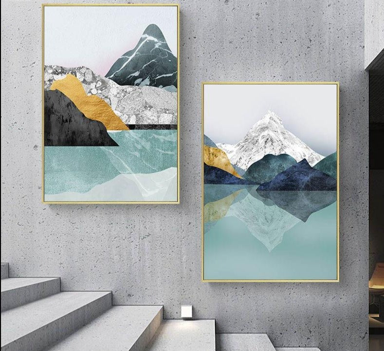 Nordic Mountain Landscape Abstract Art