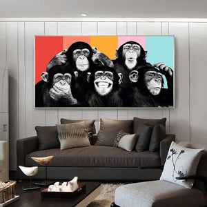 Funny Monkeys Modern Retro Art