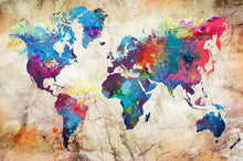 Charger l&#39;image dans la galerie, Modern Colorful World Map - Gold Edition
