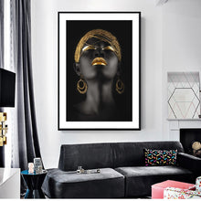 Load image into Gallery viewer, Golden Earrings African Woman Portrait
