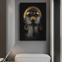 Load image into Gallery viewer, Golden Earrings African Woman Portrait
