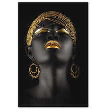 Load image into Gallery viewer, Golden Earrings African Woman Portrait
