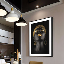 Load image into Gallery viewer, Golden Earrings African Woman Portrait
