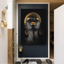 Load image into Gallery viewer, Golden Earrings African Woman Portrait
