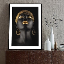 Load image into Gallery viewer, Golden Earrings African Woman Portrait
