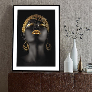 Golden Earrings African Woman Portrait