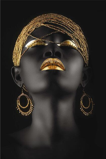 Golden Earrings African Woman Portrait