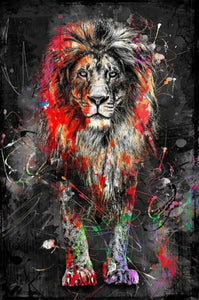 Colorful Vibrant Lion Graffiti Art