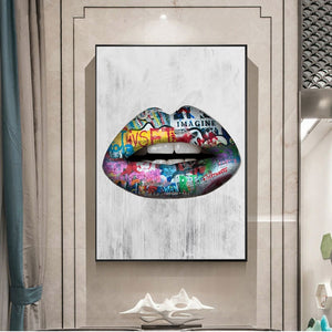 Sexy Lips Graffiti Wall Art