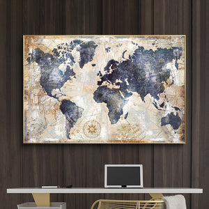 Vintage World Map Wall Art