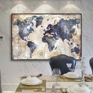 Vintage World Map Wall Art