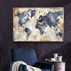 Vintage World Map Wall Art