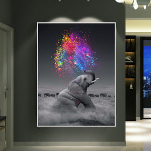 Cute Elephant Blowing Rainbow