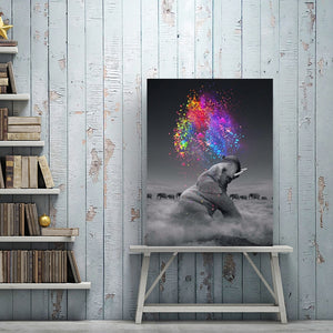 Cute Elephant Blowing Rainbow