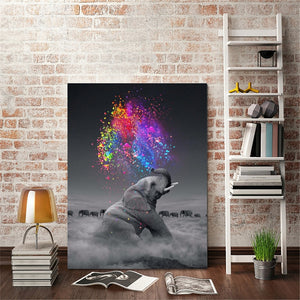 Cute Elephant Blowing Rainbow