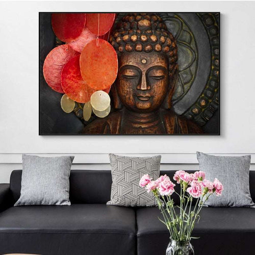 Bronze Buddha Carved Statue Wall Art