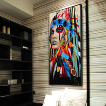 Load image into Gallery viewer, Feather Indian Girl Wall Art
