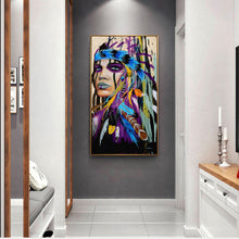 Load image into Gallery viewer, Feather Indian Girl Wall Art
