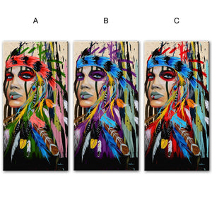 Feather Indian Girl Wall Art