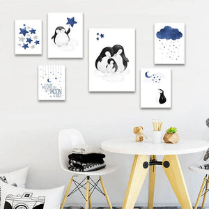 Penguin Family Nursery Art