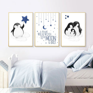 Penguin Family Nursery Art