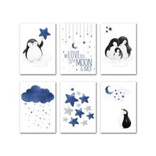 Load image into Gallery viewer, Penguin Family Nursery Art
