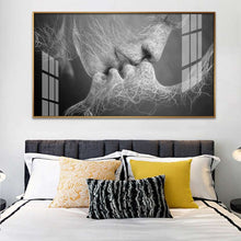 Load image into Gallery viewer, Black &amp; White Abstract Lover Kiss
