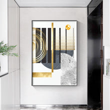 Load image into Gallery viewer, Modern Golden Abstract Geometric Art
