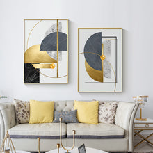 Load image into Gallery viewer, Modern Golden Abstract Geometric Art
