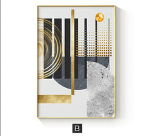 Load image into Gallery viewer, Modern Golden Abstract Geometric Art
