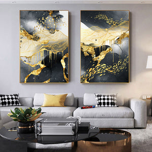 Golden River Abstract Art