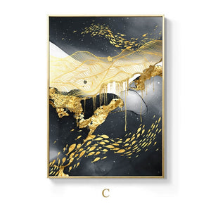 Golden River Abstract Art